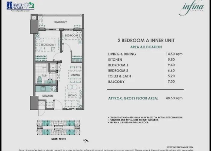 Apartment Infina Towers 2 Bedroom W Balcony In Quezon *